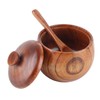 1Pc Solid Wood Spice Jar Seasoning Pot Sugar Bowl with