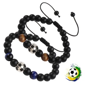 JTgugu Football Gifts Boys Football Gift Bracelet for Boys Teenagers Children 4 5 6 7 8 9 10 11 12 Years Birthday Gift Natural Stone Football Bracelet Birthday for Girls Children Adults, Stone