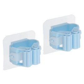 PATIKIL Broom Holder, 2 Pack Mop Hanger Wall Mount Self Adhesive No Drilling Mop Dustpan Organizer Grippers for Storage Garden Home Laundry Room Closet, Blue