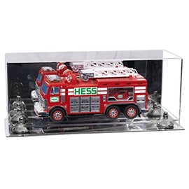 Better Display Cases Versatile Acrylic Trucks, Trains and Rockets Display Case - Large Rectangle Box with Mirror Case, Silver Risers and Mirror Base 17" x 6" x 7" (A019/V46)