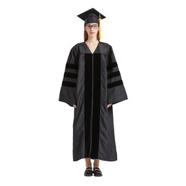 GRADWYSE Doctoral Cap and Gown 2024 Golden Tassel for PhD Graduates Faculty Common Fit Unisex Matte Unisex Black (Black, 42)