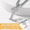 U7 Women's Crown Necklace Initial Letter Pendant Necklace with Zirconia