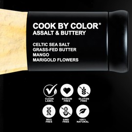 Cook by Color, Seasoning and Spices for Cooking, Beef, Chicken, Seafood and Egg Seasoning, All Natural Seasoning, Keto and Vegan Seasoning, No Sodium or Additives,Assalt & Buttery,2oz Glass Bottle