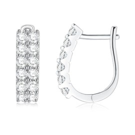 High Carbon Diamond Earrings Drop, Dangle Hoop Earrings with Pendant Charm Silver 925 Ladies Simulated Diamond Hypoallergenic Dangly Earrings Gift for Women Girlfriend (White Gold)