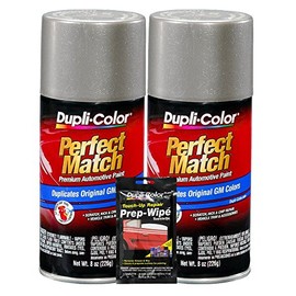 Dupli-Color Pewter Metallic Exact-Match Automotive Paint For GM Vehicles - 8 oz, Bundles with Prep Wipe (3 Items)