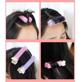Volumizing Hair Curlers, Rollers and Clips - 8PCS with Self-Grip for Long, Medium, Short, Thick or Thin Hair (3 Sizes, Purple)