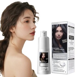 Champú para teñir el cabello negro 3 en 1 para hombres y mujeres, color permanente para cubrir canas y barba, champú colorante instantáneo a base de  