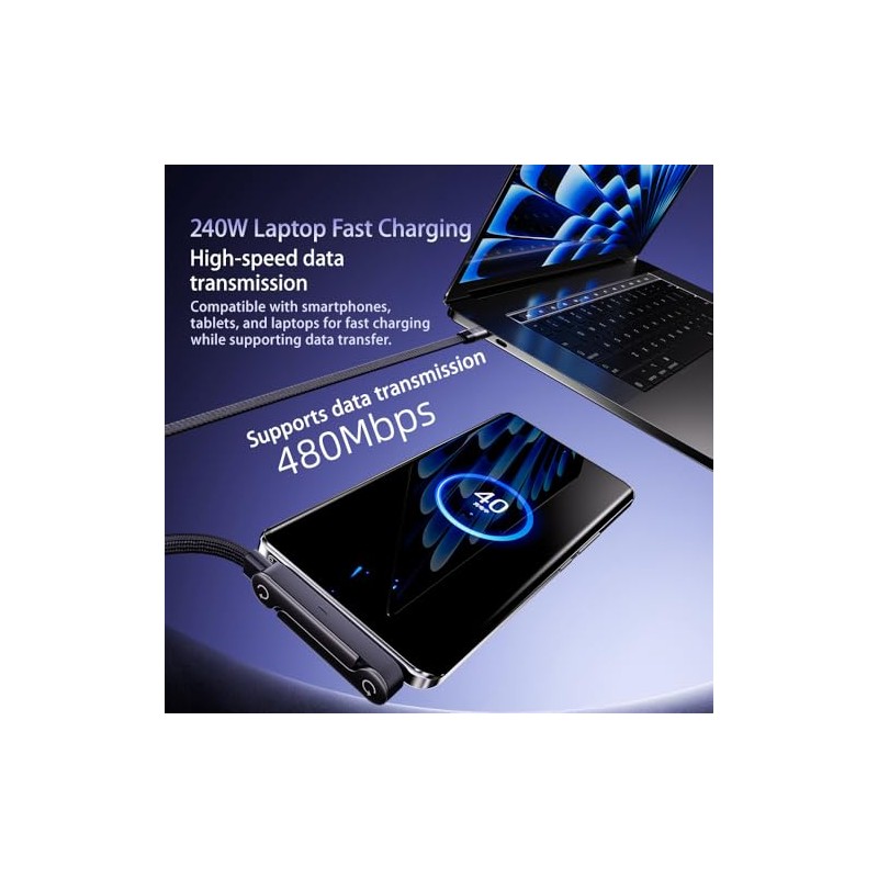 Cable de carga USB C 2 en 1 con soporte