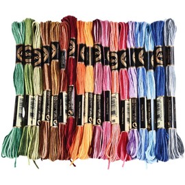CABODYALS 18 Skeins 6 Strands Colorful Variegated Embroidery Floss Rainbow Color Gradient Cross Stitch Thread Friendship Bracelets Yarn Threads String Bulk for Hand Sewing Jewelry Crafts Bracelet DIY