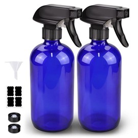 Glass Spray Bottle, Amber Glass Spray Bottle Set & Accessories for Non-toxic Window Cleaners Aromatherapy Facial Hydration Watering Flowers Hair Care - Color: Blue