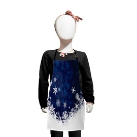 Lunarable Snowflake Apron, Winter Theme Christmas Illustration Cold Weather Season Inspired Celebration, Small Apron Bib with Adjustable Ties for Baking Painting, Small Size, Indigo White