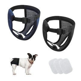 Andiker Dog Nappies, Reusable Female Dogs, Panties, Adjustable and Washable Protective Pants for Menstruation for Female Pets (Black and Blue, XL)