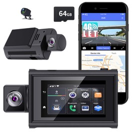 3 inch Touch Screen 4G LTE Dash Cam Dual Cameras for Front and Rear Full HD Car Camera with ADAS Remote Monitor Two-Way Talk GPS Navigator for Car DVR Android 10.0 RAM2G and ROM32G