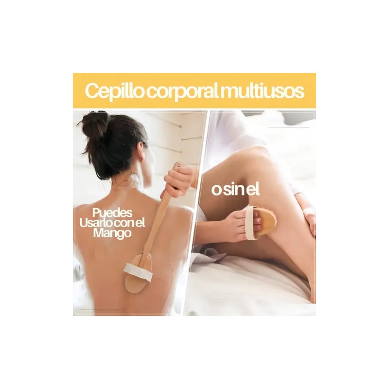 Cepillo Corporal En Seco Cerdas Naturales Mango Removible F