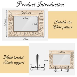 Baptism Picture Frame, Picture Gifts For Godson, Christening Gifts From Godparents Friends And Family, Wooden 4X6 Photo Frame With Stand -16