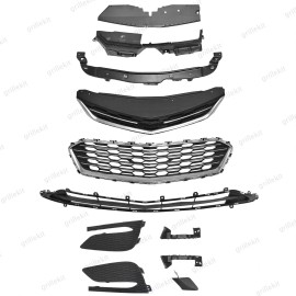 ROKY 11PC For Cruze 2016-18 Bumper Radiator Cover Upper Lower Chrome Grille Mesh Kit