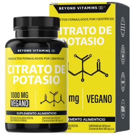 Citrato de Potasio 1000mg  Adicionados con Platano en Polvo, Curcuma y Semilla de uva  Cápsulas sin rellenos  Potassium Citrate-60 cápsulas           