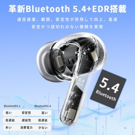 Wireless Earphones, 2025 Latest Bluetooth Earphones, Headphones, Bluetooth 5.4 Compatible, Call Noise-Canceling Bluetooth Earphones, Up to 7 Hours of Continuous Playback, Charging Case Included, Touch