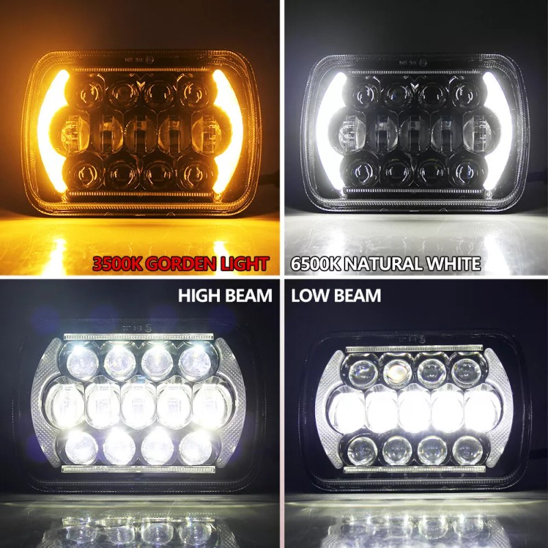 autobots Pair 7X6" 5x7" LED Headlights Hi/Lo DRL For Chevy