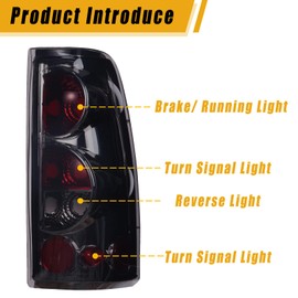 Boine Tail Light Compatible With 1999-2006 Chevy Silverado 1500 2500 3500 GMC Sierra 1500 2500 Driver and Passenger Side Rear Light Brake Lamps(OE Smoke Lens)