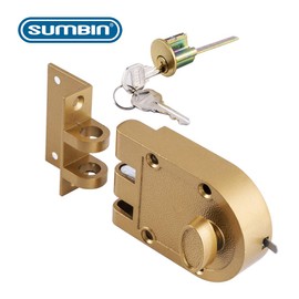 SUMBIN Jimmy Proof Deadbolt Lock with Keyed (Gold Color) with 2 Brass Keys