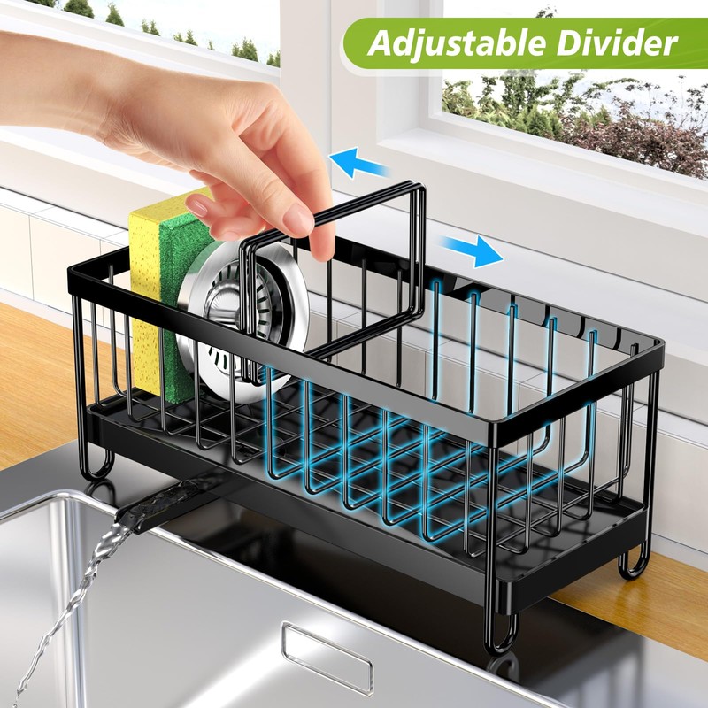 PKBD Kitchen Sink Caddy, Rustproof 304 Stainless Steel Sponge Holder
