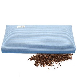 EDMILE Buckwheat Bed Pillow for Sleeping, Cervical Support Buckwheat Hull Pillow, Cooling Firm Buckwheat Neck Pillow,Adjustable Loft, Removable Pillowcase, Blue 24"X14"