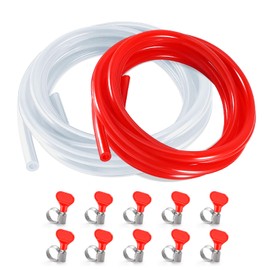 Imaictuu CO2 Hose Beer Line Dual Lines Kit，15FT 3/16" Beer Line Tubing & 15FT CO2 Gas Line Kegerator Replacement Line Food-Grade PVC Tubing Draft Beer Keg Faucet Tubing with 10 PCS Hose Clamps