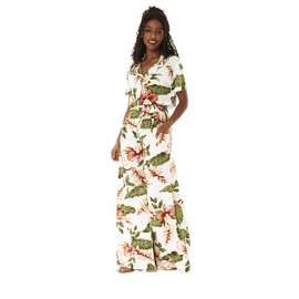 Matchable Couple Hawaiian Luau Shirt in Rafelsia Cream, Men, M