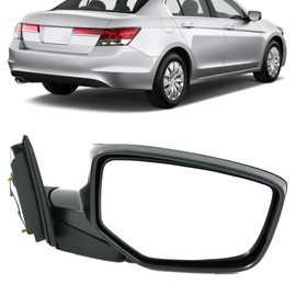 UPPARTS Side Mirror Replacement For 2008 2009 2010 2011 2012 Honda Accord EX EX-L - Passenger Side Mirror Includes Clear Glass, Housing, Cover - Black Color, Non-Heated, Paintable, Manual Foldable