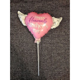 Happy Heavenly Mother's Day Balloons Heart Shaped with angel wings (2 Pack)
