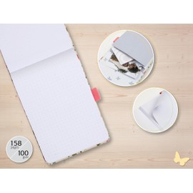 SIGEL JN346 Jolie Butterfly Confetti Peach A6+ Dot Ruled Notepad Hard Cover 79 Sheets Made from Sustainable Paper