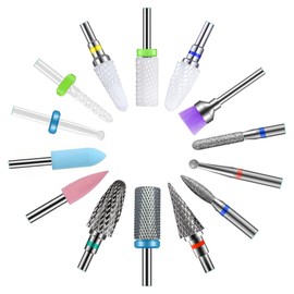 Homeet 7 Piece Ceramic Nail Cutter Bits for Beginners, Grinding Wheel Grinding Head Nail Cutter Set for Gel Nails for Manicure Pedicure Cuticle Nail Care White Ceramic