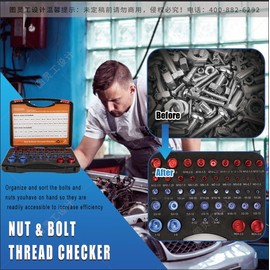 Nut and Bolt Thread Checker Gauge Bolt Size and Thread Gauge - 44 PCS Nut and Bolt Checkers, 23 Inch & 21 Metric Sizes Individually Assembled Thread Gauge(44pcs Alloy