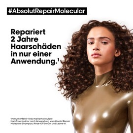 L'Oréal Professionnel Rinse-Off Serum with Free Travel Size Shampoo for Structure-Damaged Hair, Deep Repair with Peptide Bonders & Amino Acids, Expert Series, Absolut Repair Molecular