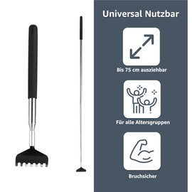 TK Gruppe Timo Klingler Back Massage 2er Rückenkratzer - stabil & ausziebhar - Teleskopstab mit breiter Kratzhand gegen Juckreiz - Massagegerät als Rückenkrauler