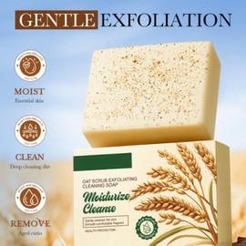 2PCSOatmeal & Glycerin Soap Bar-Exfoliating Body Scrub -Hyperpigmentation Treatment, Face & Mens Soap for Acne, Dark Spots & Smooth Skin - Hydrating, Vegan & Cruelty-Free-100g