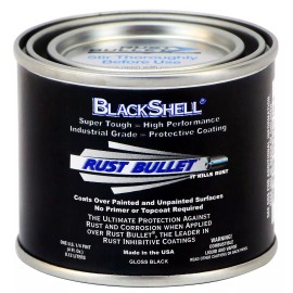 RUST BULLET Blackshell Gloss Black Rust Inhibitor, Rust Preventive Coating UV Resistant 4 Oz