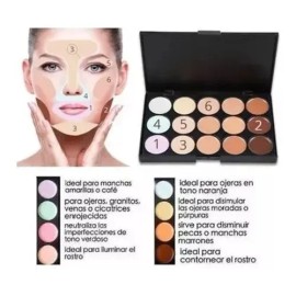Paleta De 15 Correctores Maquillaje Alta Cobertura                                                                                                    