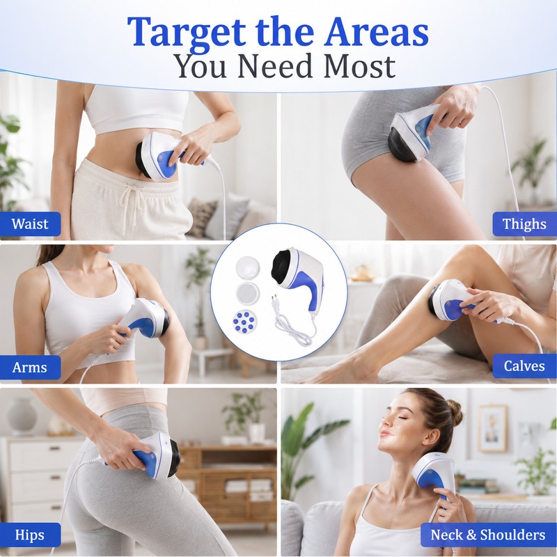 Handheld Body Massager for Relaxation – 4 Interchangeable Heads with