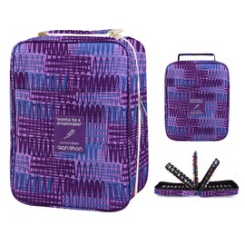 Large Capacity Colored Pencil Case, Holds 202 Pencils or 136 Gel Pens with Handy Wrap & Zipper, Multi-Layer Holder Organizer for Watercolor Pens, Makers or Colored Pencils.Purple