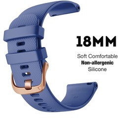 EAMOM Silicone Watch Bands for Garmin Venu 2S / Vivomove 3S / Vivoactive 4S / Venu 3S, Soft Sport 18mm Quick Release Replacement Wristband Strap for Garmin Forerunner 255s/265S (Color : Blue, Size :