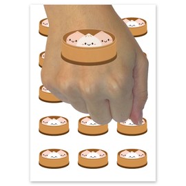 Cute Dim Sum Dumplings Chinese Food Temporary Tattoo Water Resistant Fake Body Art Set Collection - 15 2" Tattoos (1 Sheet)