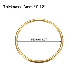 sourcing map Metal O Rings, Pack of 15, 50 mm (1.97 inches), ID 3 mm Thickness, Multi-Purpose Non-Welded, O-Ring Buckle for Craft Belt, Purse, Bag, Hardware Making, Gold Tone