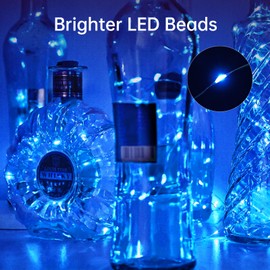 Aluan Wine Bottle Lights with Cork 10 Pack 20 LED Christmas Mini Fairy Lights for Indoor, Waterproof Battery Operated Cork Lights for Liquor Bottles Party Jar Wedding Reception Bar Decoration, Blue