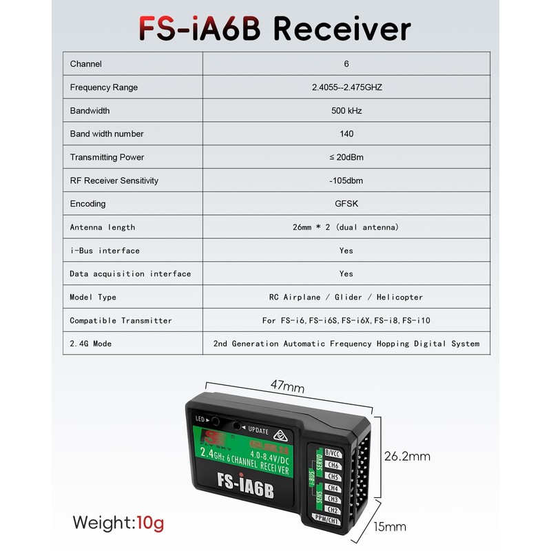 Flysky FS-i6X RC Transmitter with FS-iA6B Receiver 2.4GHz AFHDS 2A