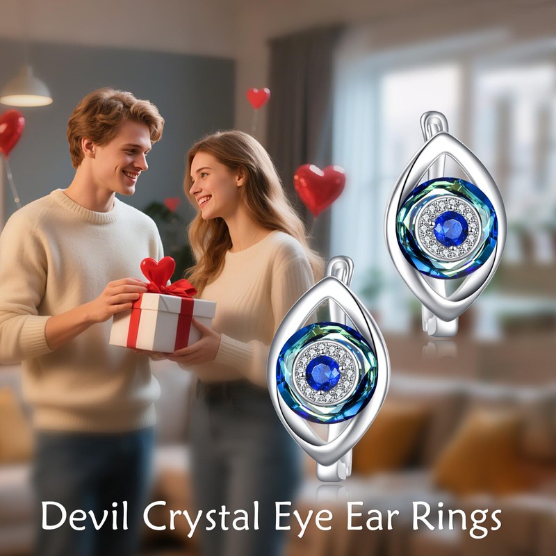 POPLYKE Übel Auge Ohrringe Sterling Silber Blaue Auge Ring Ohrringe