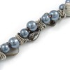 Avalaya Exquisite Faux Pearl & Shell Composite Silver Tone Link