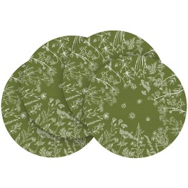 Artoid Mode Dandelion Wild Flower Round Placemats Set of 4, 15 Inch Plastic Woven Wipeable Non-Slip PVC Table Mats for Party Kitchen Dining Decor