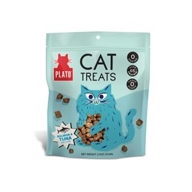 PLATO Pet Treats Air-Dried Cat Treats Tuna & Salmon Recipe, Grain Free, All Natural, Made in The USA, 2.5oz